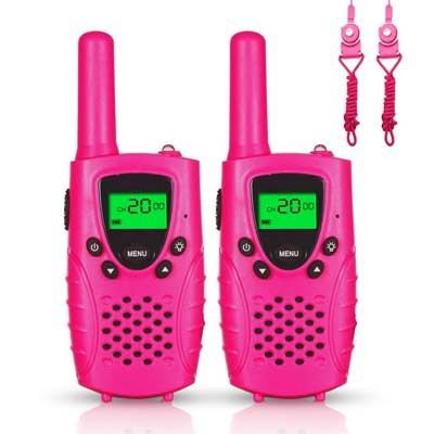Walkie Talkies, Niños PMR 446 MHz 0.5W 8 Canales, LCD Pantalla Función VOX Linterna Incorporado con Larga Distancia, Regalos de Cumpleaños Chico Juguetes de Niños,amuflaje verde,2 Piezas